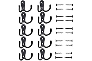 Gancho Perchero Vintage, Mokife 10 Piezas Ganchos Multiusos Pequeños Percheros Doble para Baño Dormitorio Cocina Garaje Inodoro Oficina Tienda, Negro