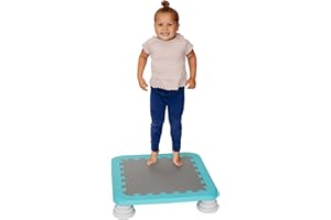 MagicMeadow Blue Sensory Autism Kids Trampoline Indoor Board - Suitable for Kids and Toddler Trampoline for 3 Years Old Plus, 75kg Weight Limit, PU Foam Removable Foot Pads - Durable and Easy Clean