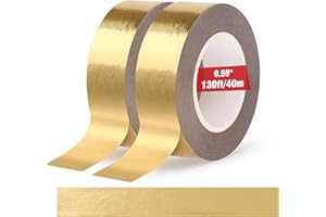 FYGUARD 2 Rolls Gold Washi Tape, 15mm x 40m Solid Foil Washi Tape Gold Tape Self Adhesive Masking Tape No Residue for DIY Scrapbooking Craft Gift Wrapping Wall Decor (20m/Roll)