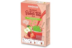 MiruMiru - Bubble Tea Kit - Perla di Mela Verde & nettare di Fragola & Tè al Gelsomino, bevande e cannucce incluse (6 bevande)