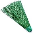 100 Pieces 10 inch Floral Stem Wire 18 Gauge, Roucerlin Dark Green stem wire for flowers, Premium floral wire for Handcrafts, Florist Flower Arrangements, Flower Making Supplies (10 in)