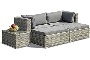 GARDEN STORE DIRECT GSD Enzo Rattan Garden Furniture Sofa Lounge 5 Piece Set - In or Outdoor