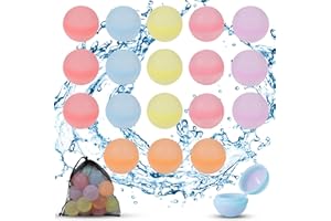Carastek Wiederverwendbare Wasserballons, Schnell Befüllbare Weiche Wasserbomben, Wasserspielzeug Pool Spielzeug Strandspielzeug Bunt Gemischt Wasserball für Kinder Sommer Draussen, 18 Stück