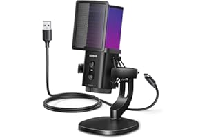 UGREEN Gaming Mikrofon mit RGB 96kHz/24bit USB Mikrofon für PC DSP-Rauschunterdrückung Verstärkungsregler Plug und Play Kondensatormikrofon für Laptop Streaming, Gaming, Podcasting, Aufnahme