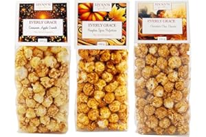 Everly Grace Popcorn Fall Bundle – Pumpkin Spice Perfection, Cinnamon Apple Crunch, Chocolate Chai Charme, ogni 100 g sacchetti di popcorn dalla nostra manifattura di Augusta, Germania