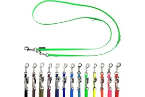 Biothane Hundeleine kleine Hunde/große Hunde verstellbar 2m / 2,40m / 2,80m / 3,50m / 5m SILBERNER Haken 9mm / 13m,m / 16mm (5m X 16mm, Neongrün)