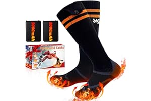 WNDY'S DREAM Heated Socks, 2023 Rechargeable Heated Socks, 5000 mAh Extra Large Battery, Long Life Up To 65 °C Large Heating Area, Suitable For Outdoor Skiing, Winter Camping, Hiking