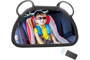 Unipampa LED Rücksitzspiegel für Babys, Spiegel Auto Baby, Auto-Rückspiegel für Babyschale, Baby Autospiegel für Kindersitz, 100% Bruchsicherer Rücksitzspiegel, 360° schwenkbar, Autositz Spiegel