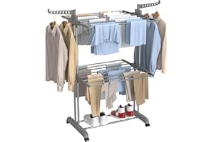 Innotic Multifunktional 3-Etagen Wäscheständer Turm Klappbar Platzsparender mit Flügeln für Innen und Außen (grau)