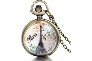 JewelryWe Relojes de Bolsillo para Hombre y Mujer, Relojes de Bolsillo Esqueleto, Relojes de Bolsillo Vintage, Relojes de Bolsillo Multiestilo y Multiestampado, Esferas con Números Romanos/Arábigos