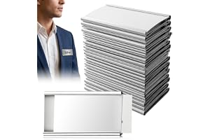 20 stycken namnskyltar för kläder magnet – återanvändbara aluminiumnamnskyltar, självhäftande magnetisk, transparent namnskylt för arbete, skola och konferenser