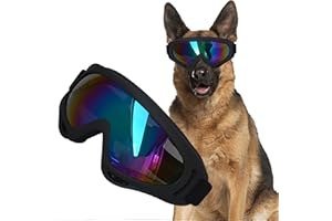 JIAMIAN Haustier-Sonnenbrille, Hundebrille, wasserdicht, Winddicht, UV-Schutz, Anti-Beschlag-Brille mit verstellbarem Riemen für mittelgroße und große Hunde