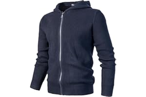 Harbrosrce Cardigan con Cappuccio da Uomo Invernale Lavorato a Maglia con Cerniera Intera Giacca Maglione Felpe Classico Autunno Calda Lunga Pullover Sweater