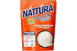 NATTURA PROTEIN SPORT Fiocchi d'Avena Istantanei, Avena 100% Integrale, Ideale per la Preparazione del Porridge Istantaneo, Senza Zuccheri Aggiunti, Alta Solubilità, 12% di Proteine, 375 g