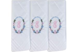 Surf the Shop Womens Handkerchiefs 100% Cotton Initial Letter Boxed 3 Pack