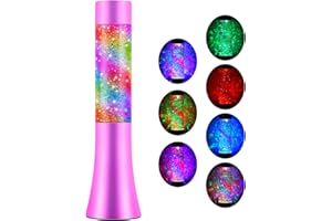 SENCU Night Light Kids,Lava Lamp With Automatic Color Change Function and Transparent Liquid Glitter Lamps, USB Powered Home Decoration Lamp, Perfect Room Decor for Kids Teens Adults Birthday Gift Party