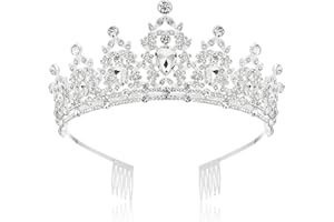 Makone Diadème en cristal avec peigne en strass pour mariage, bal de fin d'année, concours de beauté, fête de princesse, diadème pour enfant, couronne de princesse, couronne d'anniversaire pour femme