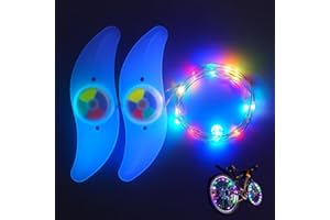 GEU 2PCS LED Bike Wheel Spoke Lights, Color Changing Bike Spoke Light, LED Neon Wheel Flashing Lights Cycle Light, 3 Lighting Modes Easy to Install Outdoor for Kids, Adults, Boys and Girls