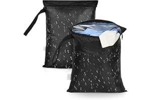 OTraki Bolsa Húmeda Seca-2PCS Bolsa Ropa Sucia Wetbag Impermeable Reutilizable con Cremallera Bolsa de Almacenamiento para Gimnasio, Playa, Piscina 30 x 36 cm (Small)