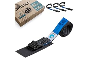 valonic HORNET - 4x 80cm tie down strap short, 19mm, 150Kg, padded, TÜV Rheinl. / GS certified, EN-12195-2 - cam buckle, black tie down straps for bike rack, ebike, kayak