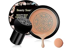 XINYUNXIN CC Cream Foundation with Mushroom Head Air Cushion BB Cream Moisturizing Concealer Full Coverage for Flawless Makeup Base Long Lasting with Mushroom Makeup Sponge Even Skin Tone (Brunette Brown)
