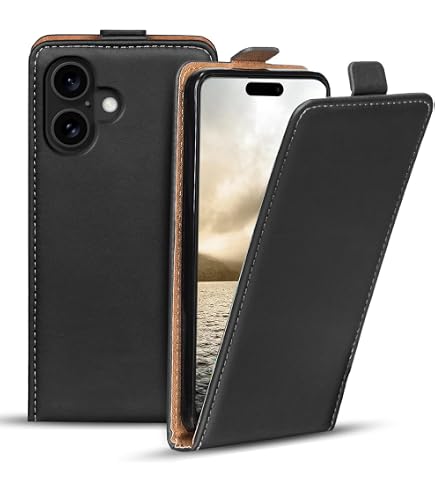 Étui Rabat Magnétique IPhone 16 - Coque Protection 360° En Simili Cuir Vegan Avec Rabat Vertical