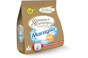 Spuma di Sciampagna - Detersivo Lavatrice Polvere Sapone di Marsiglia, Formula Concentrata con Azione Antigrigio Colori Brillanti, Igienizzante con Ossigeno Attivo - 990 g, 22 Lavaggi