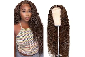 AiPliantfis 4x4 Lace Front Wig Human Hair Deep Wave Wig #4 Chocolate Wig Perruque Cheveux Humain Glueless Wig Brazilian Remy Hair Unprocessed Virgin Hair Human Hair Wig for Woman 12 Pouce