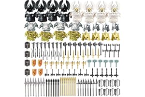 MISINI Lot de 154 armes de chevalier médiéval, château militaire, soldat de garde, avec armure casque bouclier barding, épée, chevaux, arme médiévale