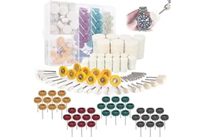 MOBUMEIA 150 Stück Schleifmittel Polierscheiben, Wollfilz Polierscheibe, Multifunktionale Polierset mit Schleifaufsätzen, Polieraufsatz Akkuschrauber, für Fahrrad, Radnabe, inkl, Aufbewahrungsbox