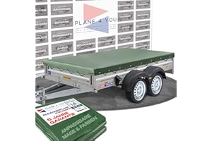 PLANE 4 YOU Hochwertige Humbaur 256 x 136 cm Anhängerplane - wasserdichte PKW Anhänger Plane nach Maß - Bronzegrün MATT - Oliv grün - Tarnplane - Bundeswehr