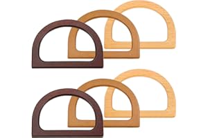 HEVEER Wooden Purse Handles D Shape Wooden Bag Handle Replacement Handbag Purse Handle for Handmade Beach Bag Handbags Straw Bag Purse Handles 6 Pcs