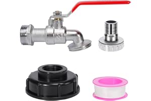 FULUSHOUXI Grifo de Salida IBC Accesorios, Adaptador de Depósito IBCs, Grifo de Deposito IBCs 3/4" para Depósito IBC de 1000 l, Barril de Agua para Exterior Jardin Deposito Agua Lluvia Salida Adaptador