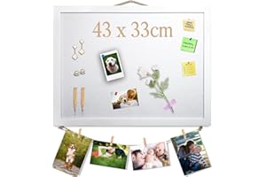 ORIGREEN White Bulletin Board Cork Boards Vision Board with Felt, 43x33CM Small Display Pin Board for Walls, Desk, Jewelry, Notes, Collection, Photos, Office, White Framed and Felt Board, 1pc, UK