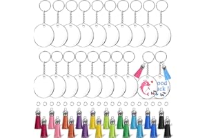 Acrylic Keychain Blanks, Shynek 100 Pieces Keychain Hardware Accessories for Craft Kit with Acrylic Blanks, Key Rings, Tassels and Jump Rings for Vinyl Projects DIY Keychains