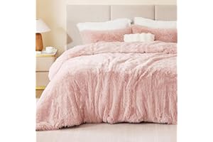 ‎SACEBELEU Sacebeleu Plüsch Bettwäsche Set 135x200cm Biber Warme Winter Flauschig Flanell Mädchen Altrosa Rosa Bettbezug mit Reißverschluss und 1 Kissenbezug 80x80cm