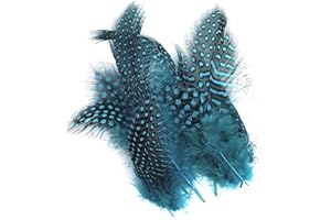 ATST Pack of 10 Quality Dip Dyed Spotty Rooster Feathers – 10 Vivid Colours – 2-5” Long (5-12cm) (Teal)