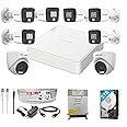 HIKVISION Full HD 8 Channel DVR, 2 MP 6 Outdoor & 2 Indoor Cameras [COLOR NIGHT VISION + BUILT-IN AUDIO MIC + SMART DUAL LIGHT + MOTION DETECTION]+2 TB HDD + 8 Ch SMPS, USEWELL Cable+BNC/DC Set, WHITE