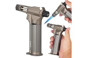 M TIME C CLUB Tutto in metallo, bruciatore per saldatura, bruciatore professionale da cucina con blocco di sicurezza, fiamma multiuso ricaricabile regolabile, ricaricabile per barbecue, all'aperto, cottura,