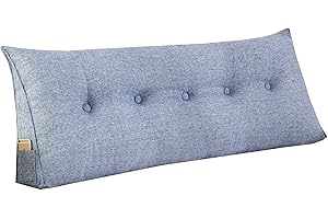 RAKTOV Einfaches Dreieck-Lesekissen, Nackenrolle, großes Rückenkissen für Bett, Sofa, Tatami, Tagesbettkissen, Keil-Kopfteilkissen mit abnehmbarem Bezug, 100 x 50 x 20 cm, Blau