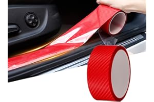BSEICAL 5D Fibra Di Carbonio Rivestimento Adesivo Car Sticker Auto, Protezioni Per Davanzali Per Porte Auto In Fibra Di Carbonio Universali Autoadesive Per Auto Protettive (Rosso fuoco, 3cmX5m)