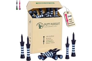 PUTT PURSUIT Castle Bamboo Golf Tees - Biodegradable & Sustainable Golf Tees Bamboo Material - Golf Accessories - Golf Tees Wooden - Multiple Sizes from 25mm Green to 70mm Orange Non Plastic Golf Tees