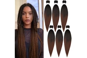 Pre-Stretched Braiding Hair ShowJarlly 6 Pack Afrykańskie Przedłużanie Włosów Warkocze Proste Włosy Do Warkoczy 30" Yaki Tekstura Włosów Syntetyczne Szydełka Przedłużanie Włosów 1B/30#
