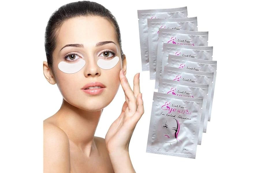 Sunallwell 100 Pairs Under Eye Gel Pads, Eyelash Extension Pads Lints Free Eyelash Patches for Pro Salon & Individual Eyelash (100 Pairs)