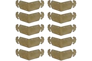 FGen 10pcs Chinese Antique Copper Edge, Table Guards Right Angle Wooden Jewelry Box Photo Frame Accessories Copper Corner Pieces, Brass Color