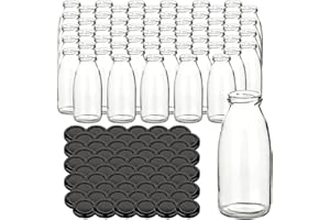 gouveo Juego de 60 botellas de zumo de 250 ml con tapón de rosca negro - botella de cristal de 0,25 l con tapón TO43 - botella vacía para zumo, batido, limonada (SF250SZ)