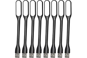 EBYPHAN 8 luces mini USB para teclado y laptop, lámpara USB ajustable para computadora portátil (estructura de cuello de cisne, fuente de iluminación LED) (negro)