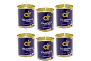 AR CANDLES AR 24 Hour Memorial Candle in Tin – 6 Pack – Unscented Long-Burning Candles for Yahrzeit, Shiva, Remembrance, Vigil, Prayer, Indoor Use – Clean Flame for Religious & Memorial Ceremonies