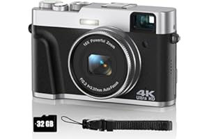 NICAMERY Cámara digital 4K 48MP Fotoapparat Autofocus con tarjeta SD 32G, cámara compacta con visor óptico, zoom 16X 2 baterías, fácil de usar, adecuada para principiantes, adultos, adolescentes
