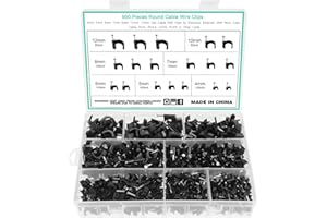 Fippy 600 Stücke Nagelschellen Kabelschellen 4mm 5mm 6mm 7mm 8mm 10mm 12mm Schwarz Weiß Kabel Nagel Befestigung Nagel für Netzwerkkabel mit Tragbarer Box,Schwarz